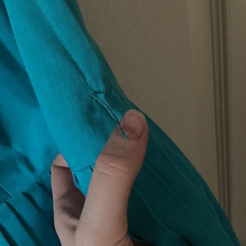 Vintage 1950’s Teena Paige Fit and Flare Dress Teal Pleated Blue Swing MIDI Mini - Picture 7 of 10